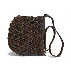 VINTAGE Tiannl Italian Leather Purse Genuine Suede Leather Shoulder Bag Brown